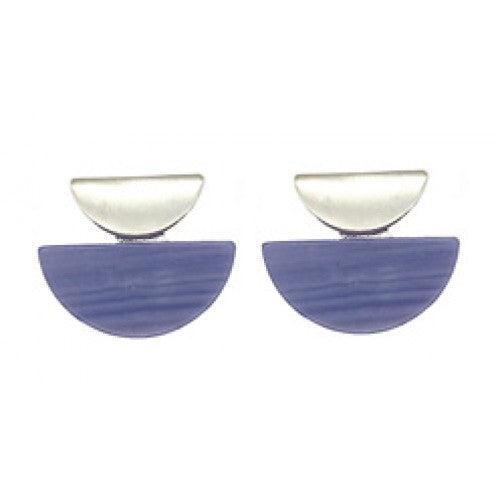 Earrings Half Round Shape in Blue Lace-Jewellery-Isles & Stars-Thursford Enterprises Ltd.