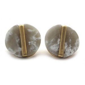 Earrings Stone Disc in Grey-Jewellery-Isles & Stars-Thursford Enterprises Ltd.