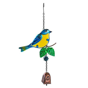 Glass Bell - Blue Tit-Garden Ornaments-Fountasia-Thursford Enterprises Ltd.