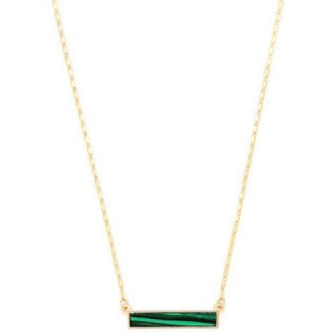 Necklace with Green Coloured Rectangle Stone-Jewellery-Isles & Stars-Thursford Enterprises Ltd.