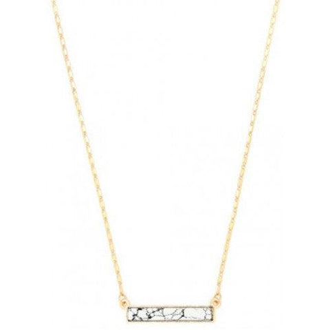 Necklace with White Coloured Rectangle Stone-Jewellery-Isles & Stars-Thursford Enterprises Ltd.