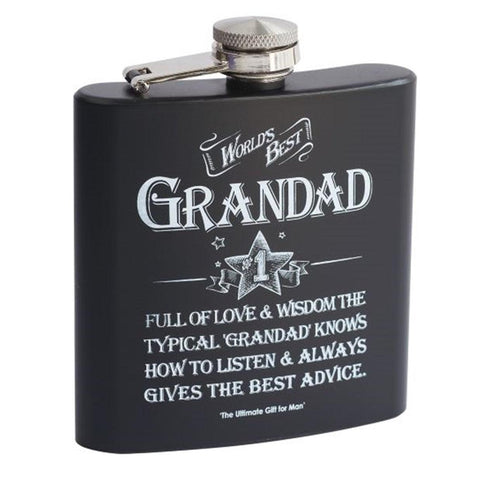 Hip Flask 'Worlds best Grandad'-For Him-Sarome Uk-Thursford Enterprises Ltd.