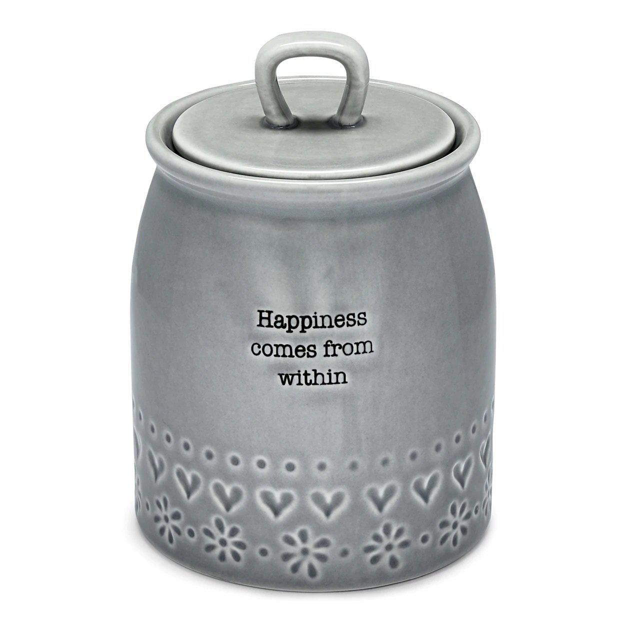 Purity - Canister 'Happiness comes from within'-Homeware-City Look-Thursford Enterprises Ltd.
