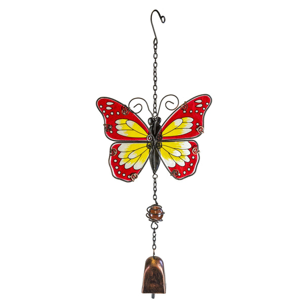 Glass Bell - Butterfly-Garden Ornaments-Fountasia-Red-Thursford Enterprises Ltd.