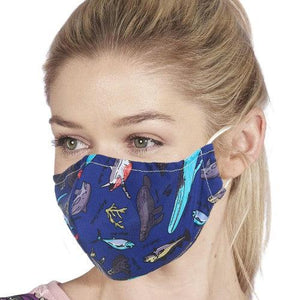Face Cover Non Medical Fashion Face Mask Blue Sea Creatures-Accessory-Eco-Chic-Thursford Enterprises Ltd.