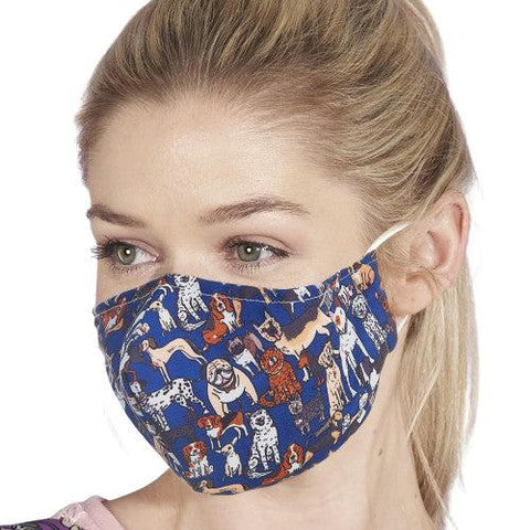 Face Cover Non Medical Fashion Face Mask Teal Dogs-Accessory-Eco-Chic-Thursford Enterprises Ltd.