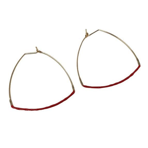 Earrings Tringle Shape Gold & Red-Jewellery-Isles & Stars-Thursford Enterprises Ltd.